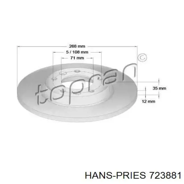 Тормозные диски 723881 Hans Pries (Topran)