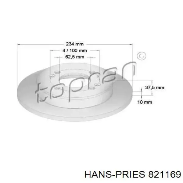 Тормозные диски 821169 Hans Pries (Topran)