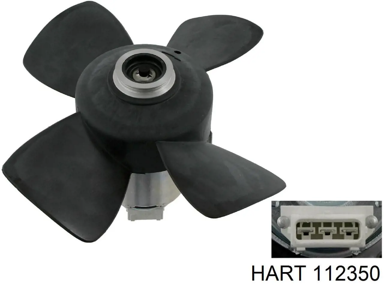 Электровентилятор охлаждения в сборе (мотор+крыльчатка) Hart 112350