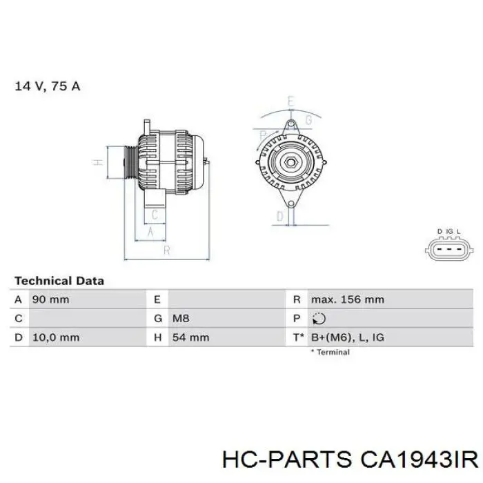 Генератор CA1943IR HC Parts