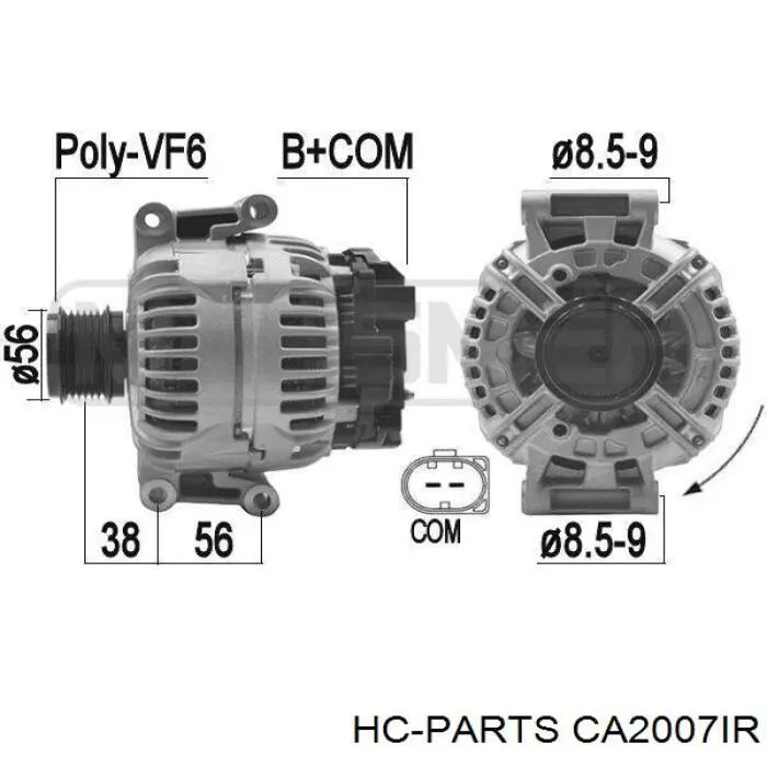 Автомобильный генератор HC Parts CA2007IR цена, от 47.31 USD