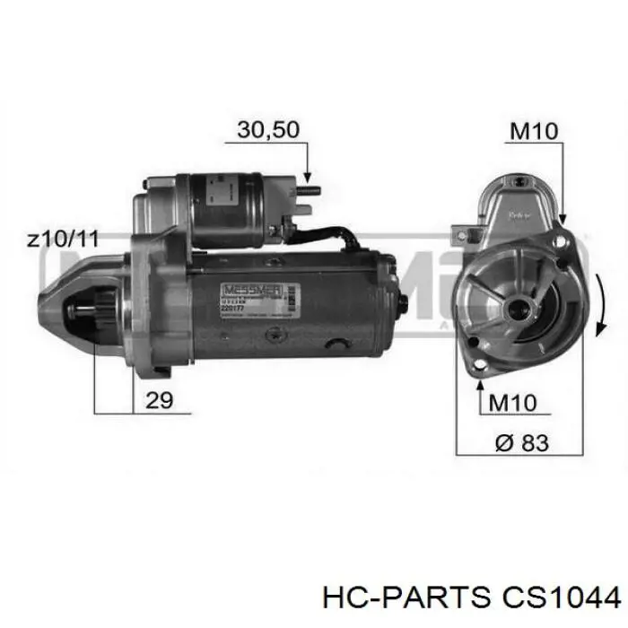 Стартер HC Parts CS1044 цена, от 73.42 USD