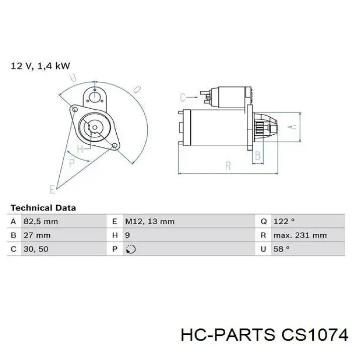 Стартер CS1074 HC Parts