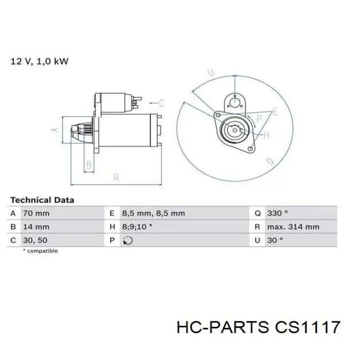 Стартер CS1117 HC Parts