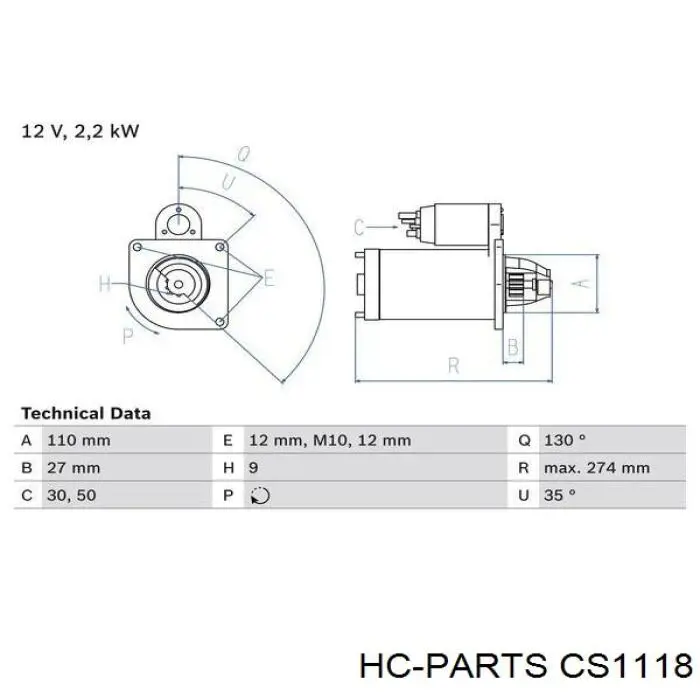 Стартер CS1118 HC Parts