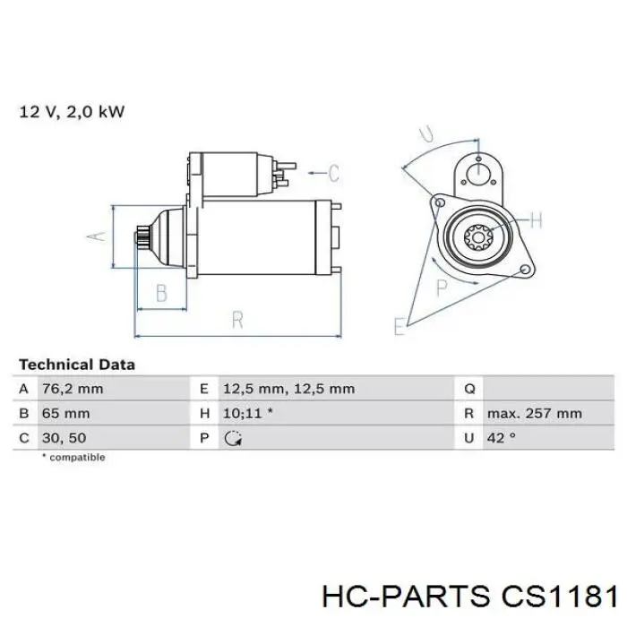CS1181 HC Parts Стартер автомобиля