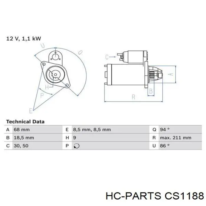 Стартер CS1188 HC Parts