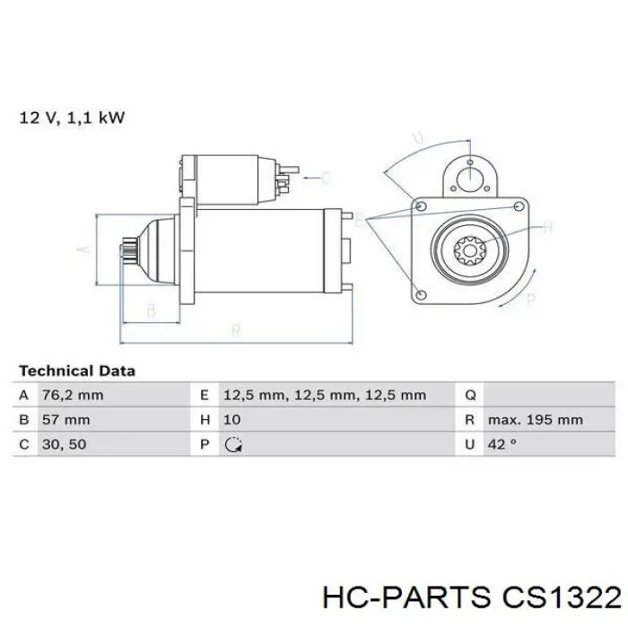 Стартер CS1322 HC Parts