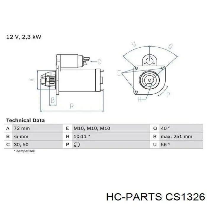 Стартер CS1326 HC Parts