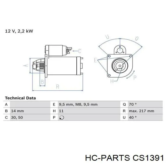 CS1391 HC Parts Стартер автомобиля