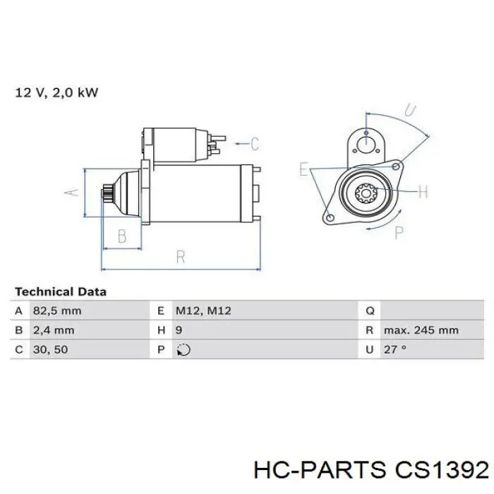 Стартер CS1392 HC Parts