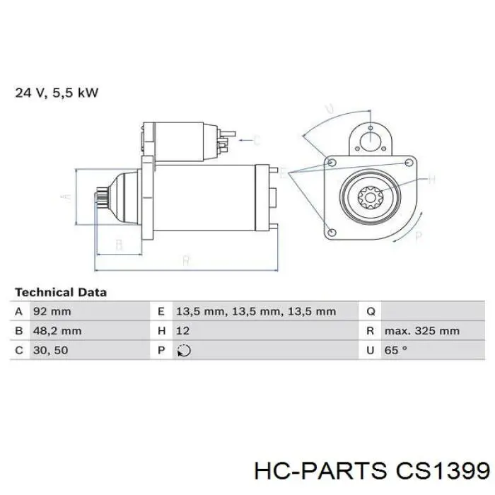 Стартер HC Parts CS1399 цена, от 323.45 USD