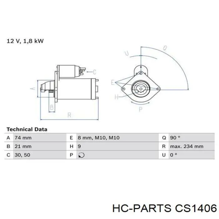Стартер CS1406 HC Parts