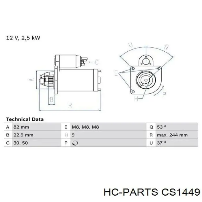 Стартер HC Parts CS1449 цена, от 96.75 USD