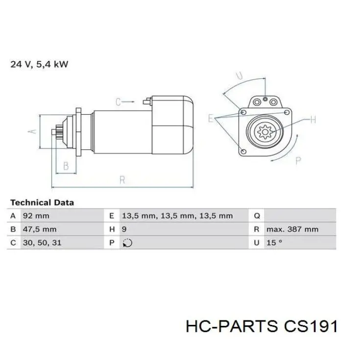 Купить CS191 HC Parts Стартер