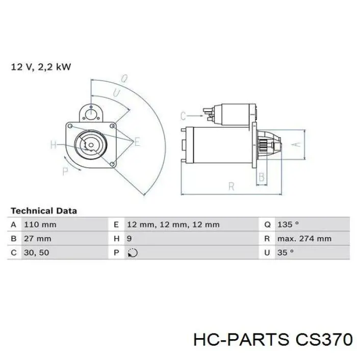 CS370 HC Parts Стартер автомобиля