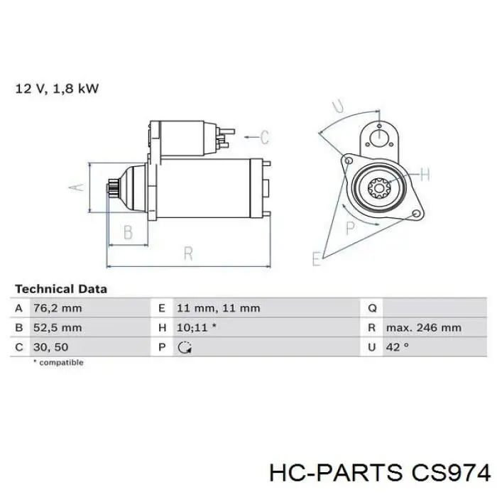 CS974 HC Parts Стартер автомобиля