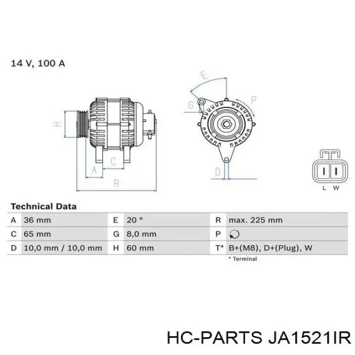 Генератор HC Parts JA1521IR