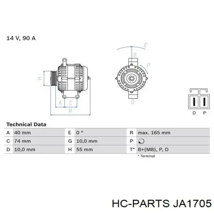 Генератор JA1705 HC Parts