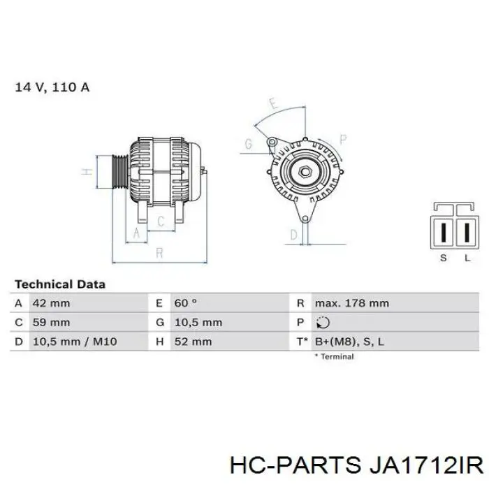 JA1712IR HC Parts генератор