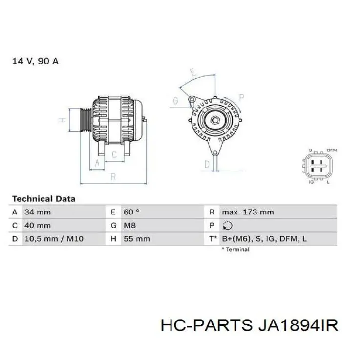 JA1894IR HC Parts генератор