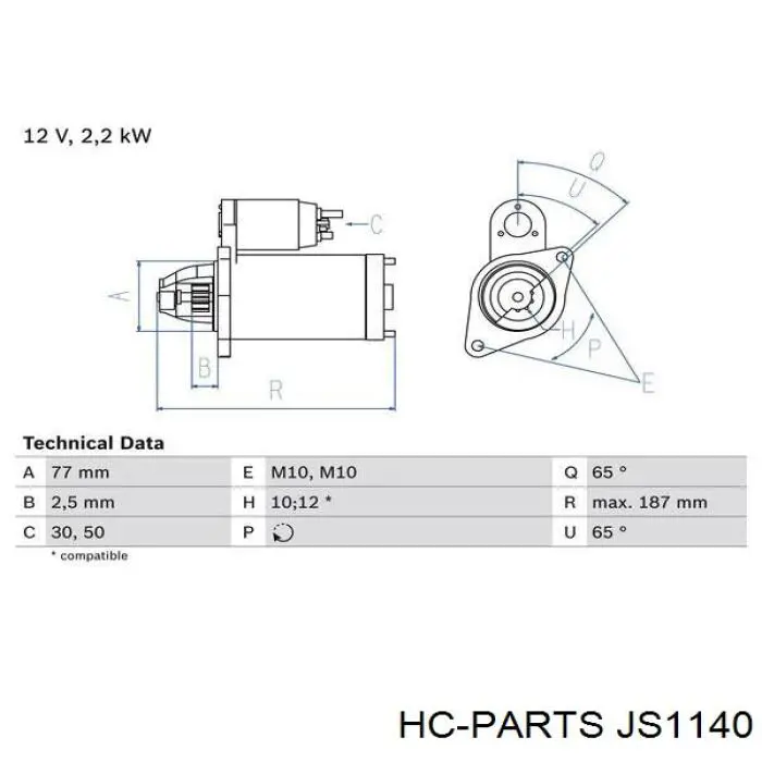 Стартер JS1140 HC Parts