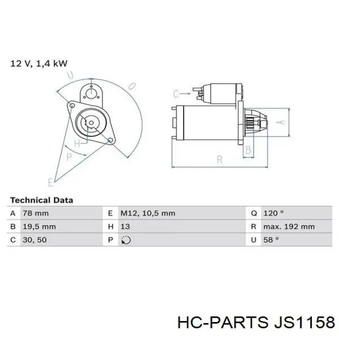 JS1158 HC Parts Стартер автомобиля