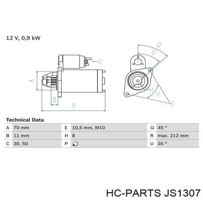 JS1307 HC Parts Стартер автомобиля
