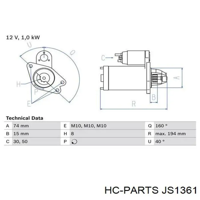 Стартер JS1361 HC Parts