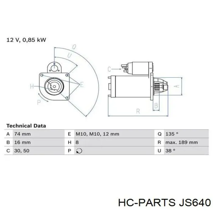 JS640 HC Parts Стартер автомобиля