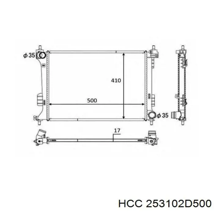 Купить 253102D500 HCC Радиатор водяной