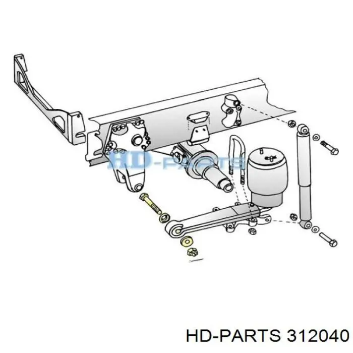 Палец серьги задней рессоры 312040 Hd-parts