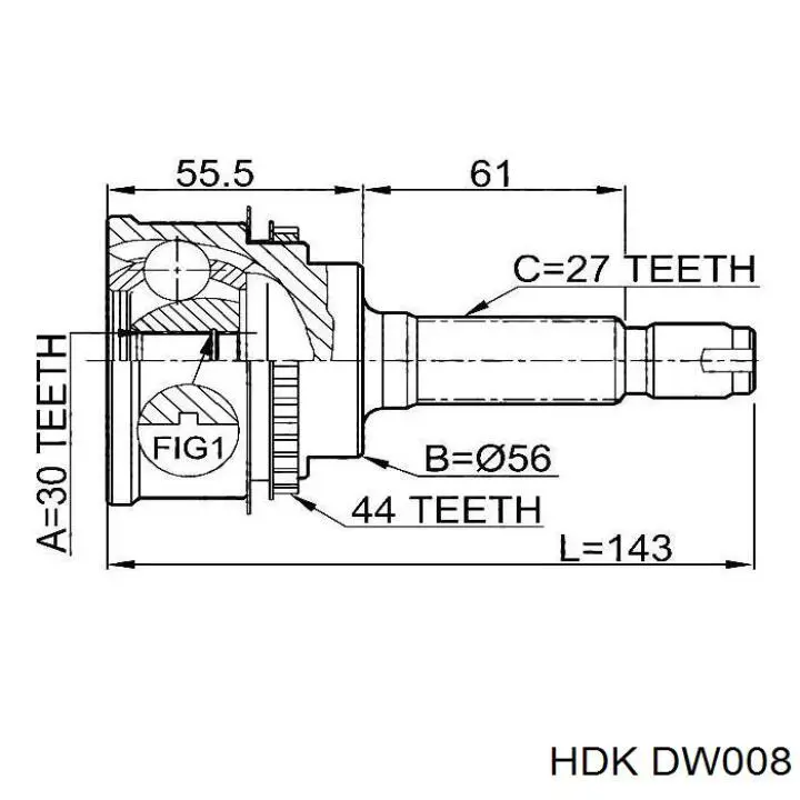 ШРУС наружный передний DW008 HDK