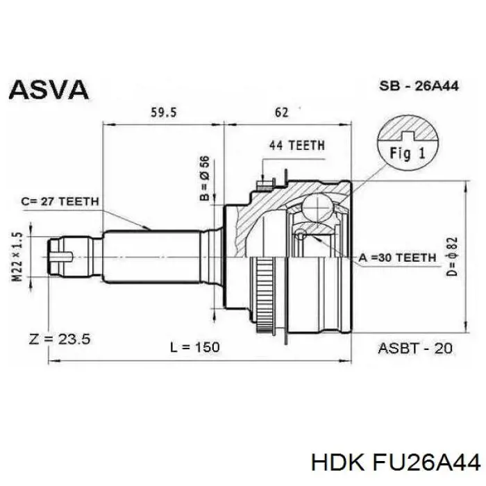 ШРУС наружный передний FU26A44 HDK