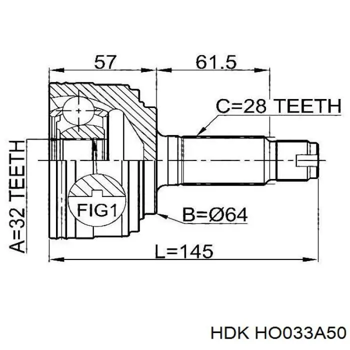 Правая полуось HO033A50 HDK