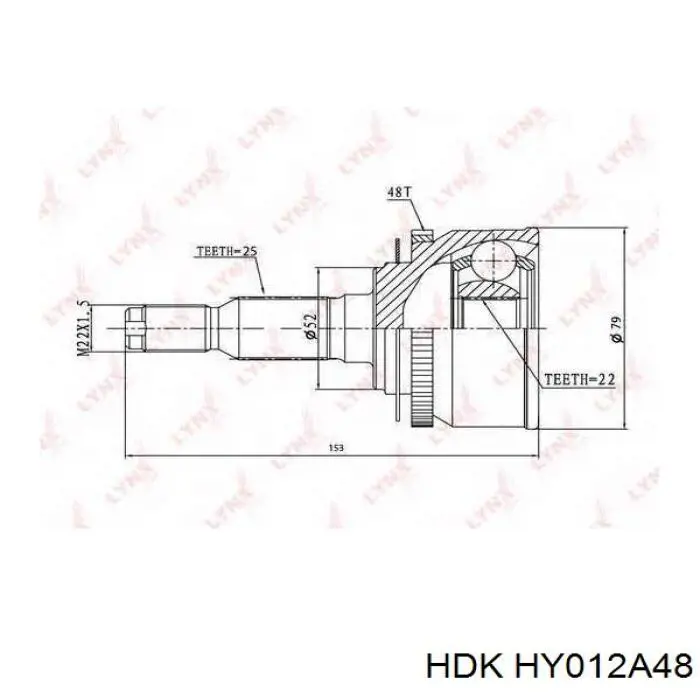 HY012A48 HDK шрус наружный передний