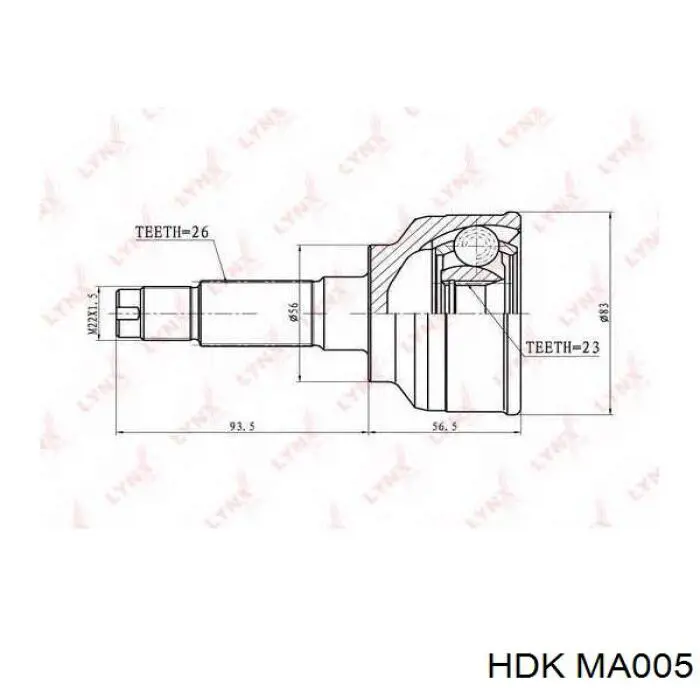 ШРУС наружный передний MA005 HDK