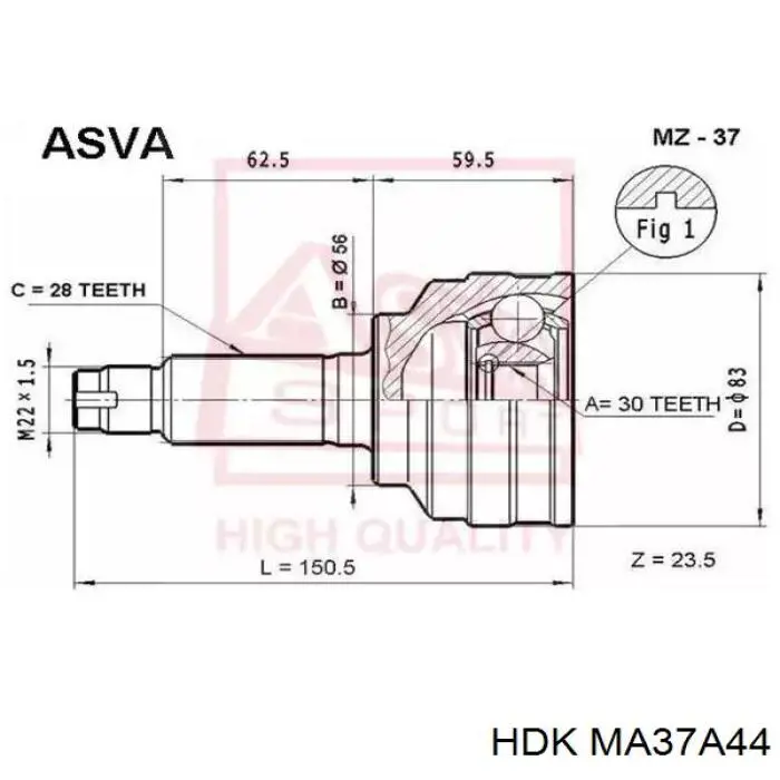 ШРУС наружный передний MA37A44 HDK