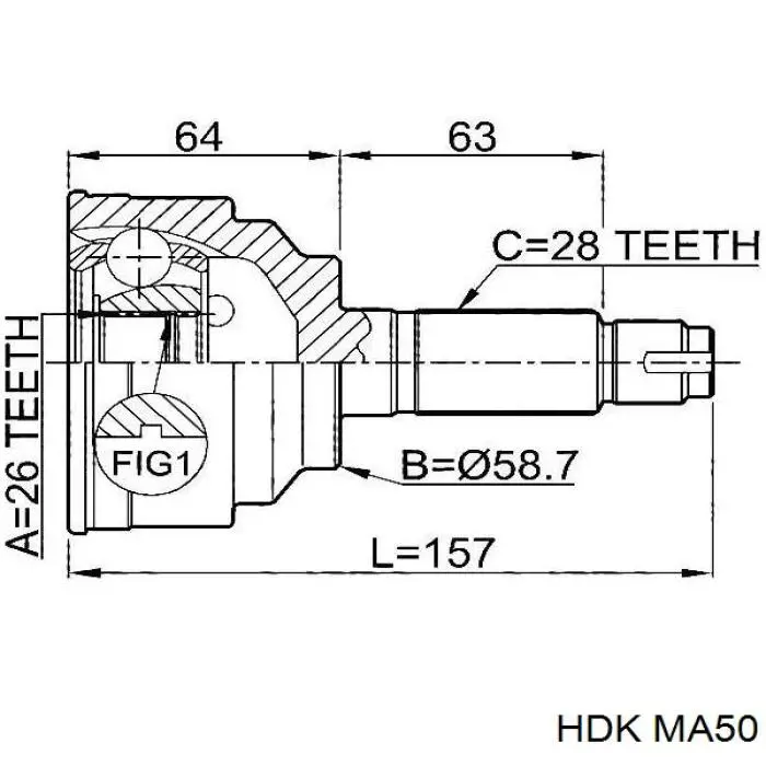 MA-50 HDK шрус наружный передний