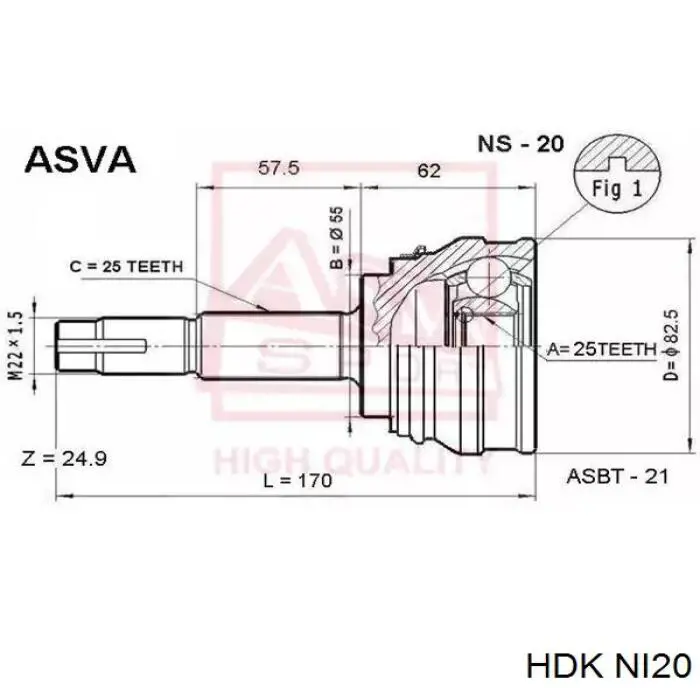 ШРУС наружный передний NI20 HDK