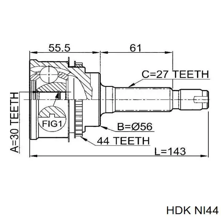 ШРУС наружный передний NI44 HDK