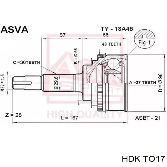 ШРУС наружный передний TO17 HDK