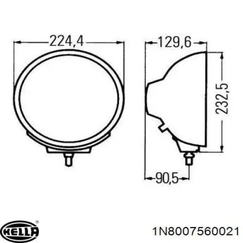 Фара противотуманная левая/правая (универсальная) 1N8007560021 HELLA