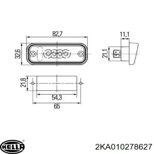 Фонарь подсветки номерного знака 2KA010278627 HELLA