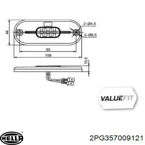 Габарит передний левый HELLA 2PG357009121 цена, от 15.15 USD