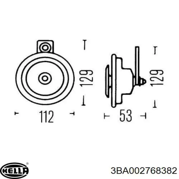 3BA 002 768-382 HELLA сигнал звуковой (клаксон)