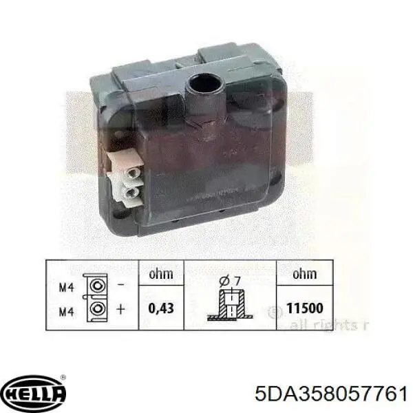 Купить 5DA358057761 HELLA Катушка зажигания