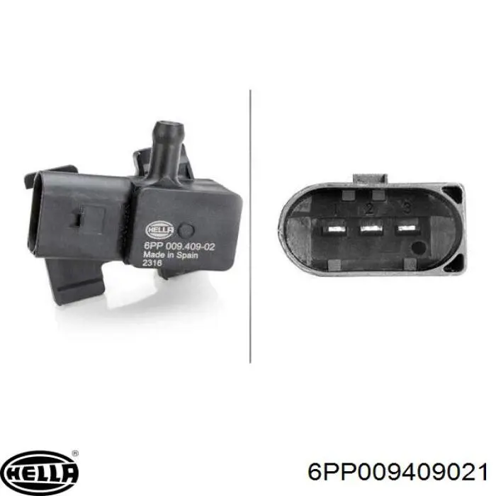 Купить 6PP009409021 HELLA Датчик давления выхлопных газов