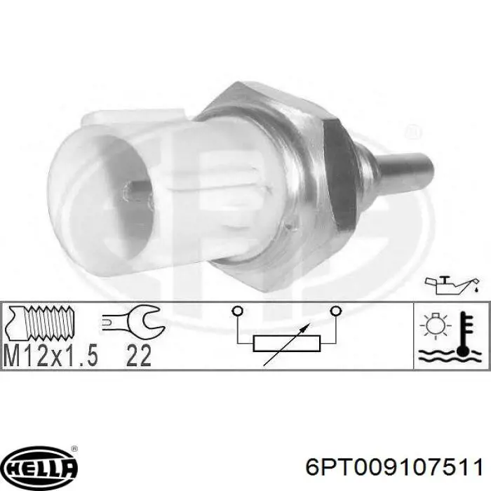 Купить 6PT009107511 HELLA Термодатчик охлаждающей жидкости