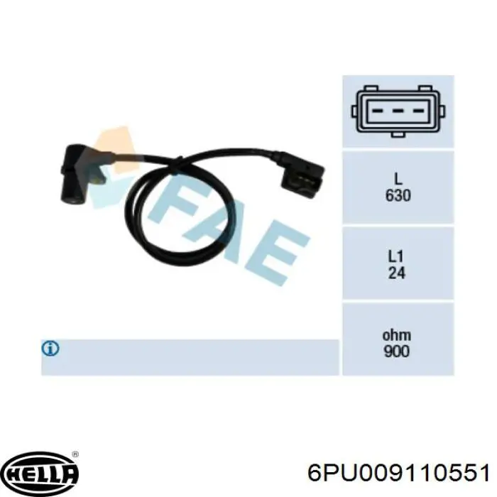 Датчик положения коленвала HELLA 6PU009110551